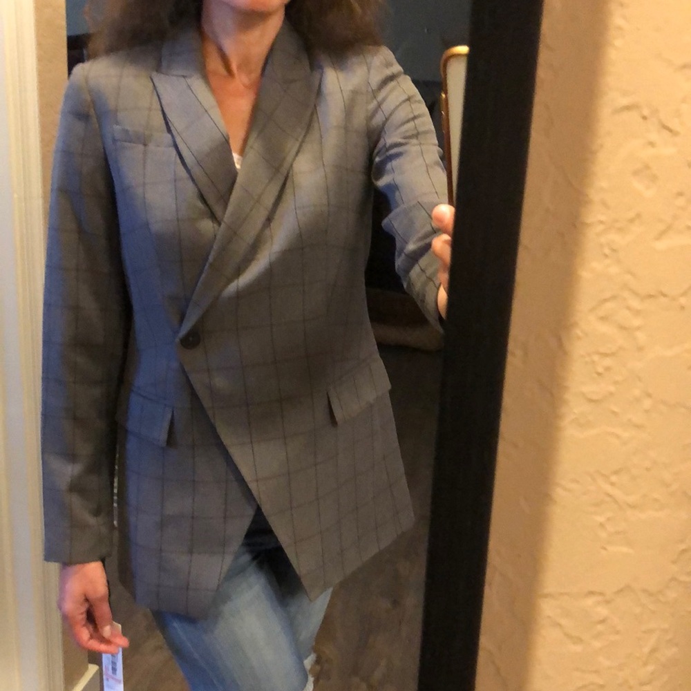 Brand🆕😍😍😍 CALVIN KLEIN One Button Windowpane Jacket - Picture 4 of 14